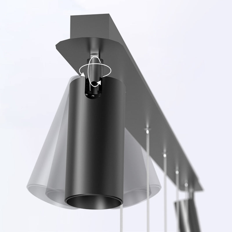Cone Shaped Chandelier Lighting Fixture Simple Metal LED Dinning Room Island Pendant in Black