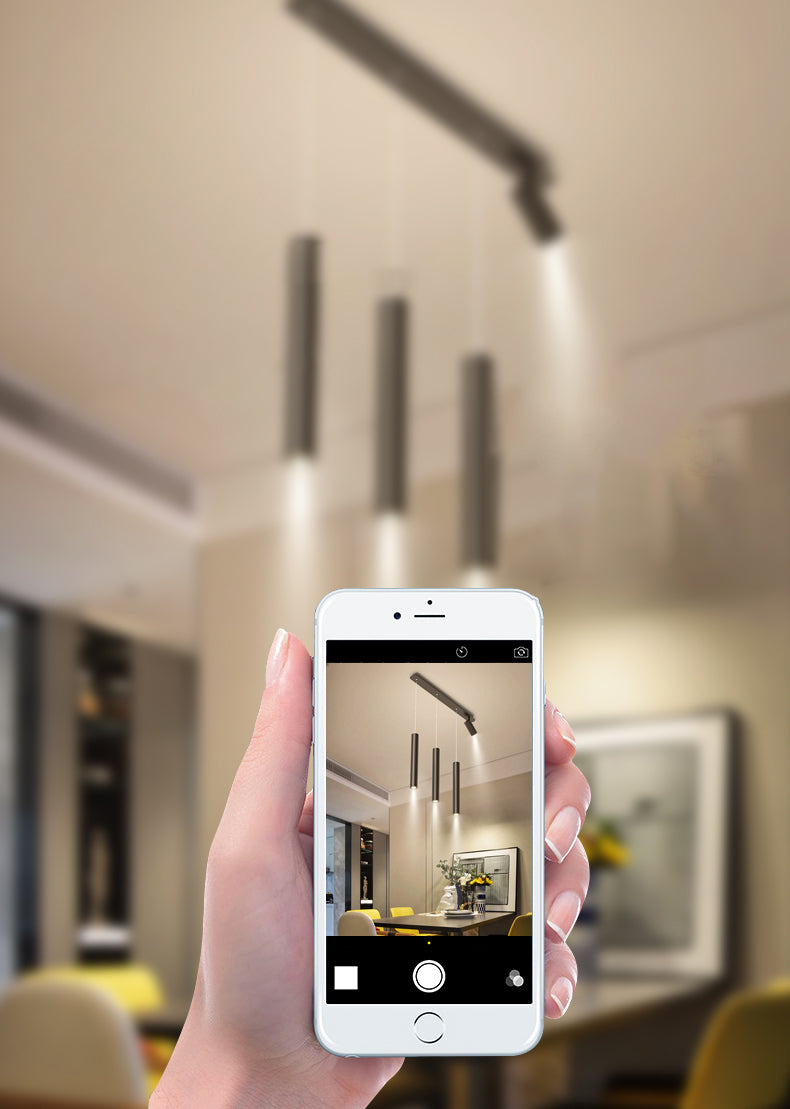 Cone Shaped Chandelier Lighting Fixture Simple Metal LED Dinning Room Island Pendant in Black