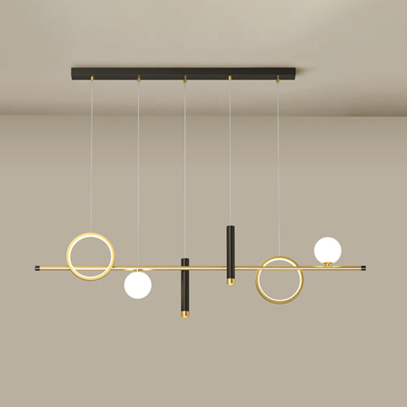 Luce a sospensione a soffitto in metallo ombreggiato Luce lampadario a base di isola oro-nero oro