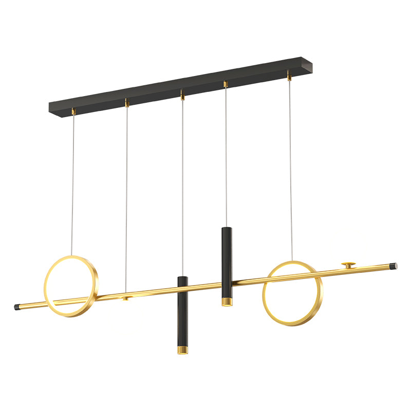 Luce a sospensione a soffitto in metallo ombreggiato Luce lampadario a base di isola oro-nero oro