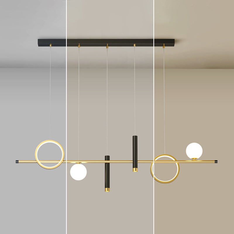 Luce a sospensione a soffitto in metallo ombreggiato Luce lampadario a base di isola oro-nero oro