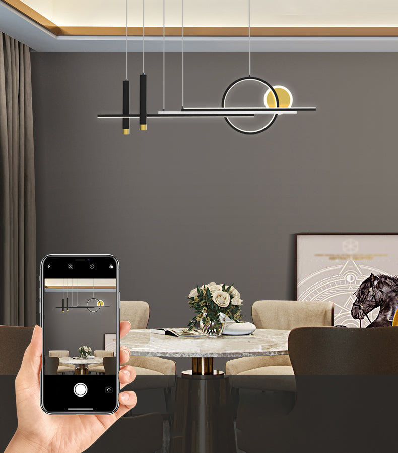 Idee per illuminazione dell'isola lineare contemporanea Kit di luce appesa in alluminio a LED per sala da pranzo