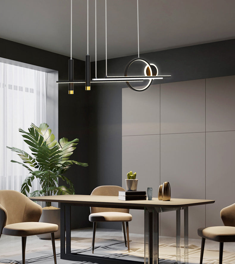 Idee per illuminazione dell'isola lineare contemporanea Kit di luce appesa in alluminio a LED per sala da pranzo