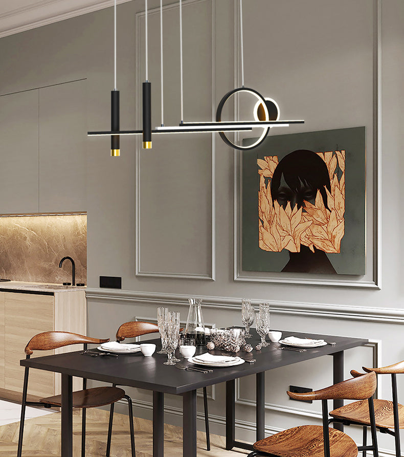 Idee per illuminazione dell'isola lineare contemporanea Kit di luce appesa in alluminio a LED per sala da pranzo