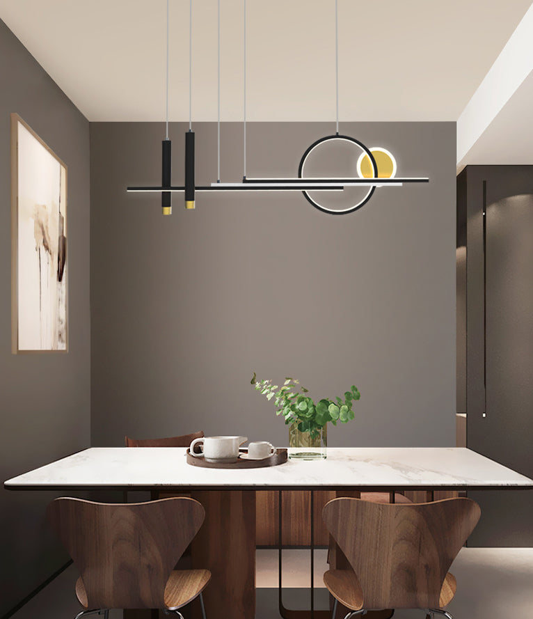 Idee per illuminazione dell'isola lineare contemporanea Kit di luce appesa in alluminio a LED per sala da pranzo