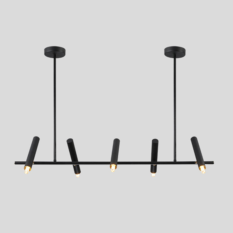 Black Linear LED Island Chandelier Lights Metal New Modern Hanging Lamp for Dining Room