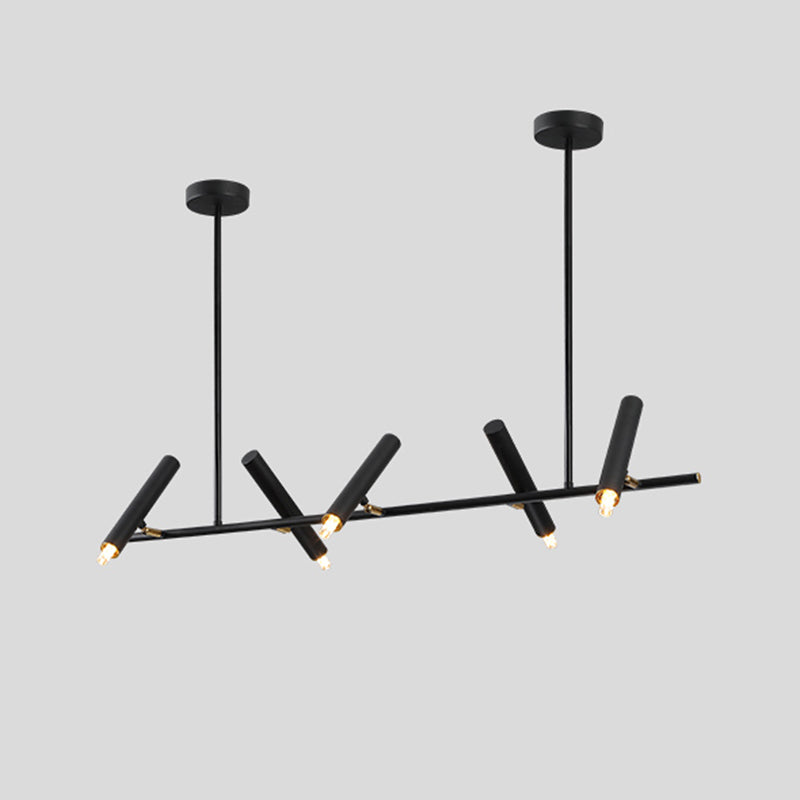 Black Linear LED Island Chandelier Lights Metal New Modern Hanging Lamp for Dining Room