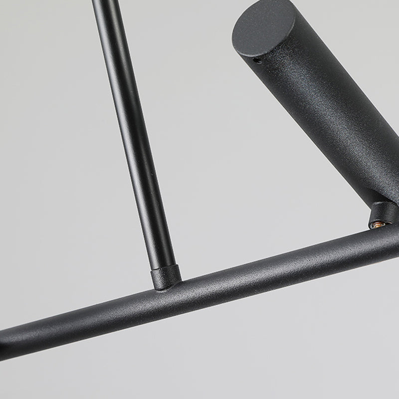 Black Linear LED Island Chandelier Lights Metal New Modern Hanging Lamp for Dining Room