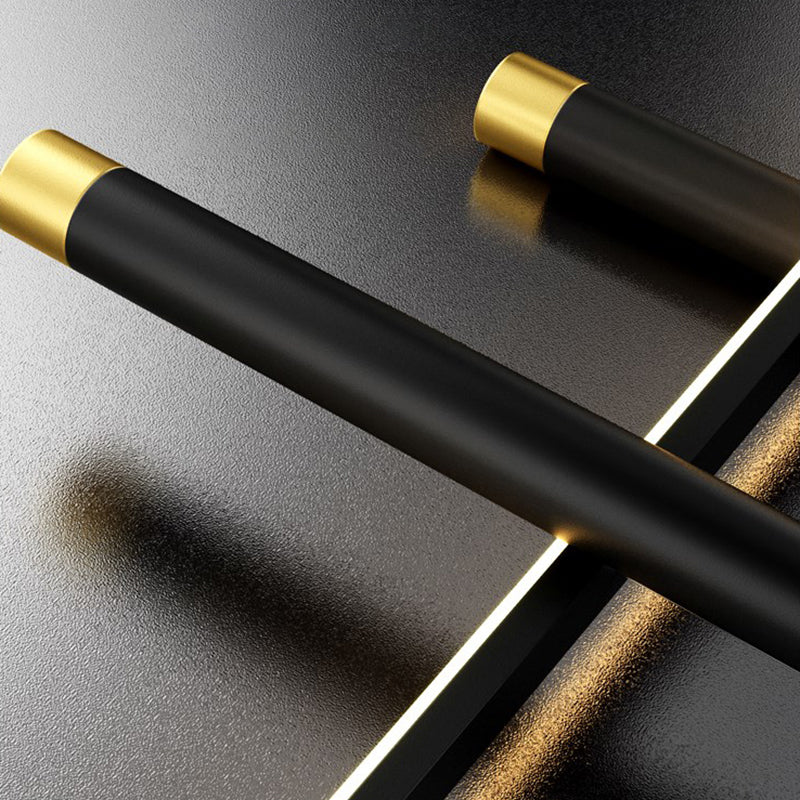 Eetkamer nieuwe moderne eiland verlichting led lineair metalen hanglamp met 2 spotlights