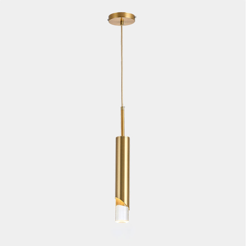1-licht cilindrisch LED hangend licht in moderne luxe stijl smeedijzeren hanglamp met heldere acrylschaduw