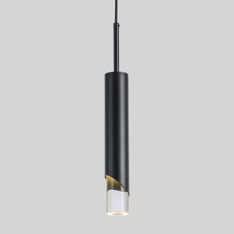 1-licht cilindrisch LED hangend licht in moderne luxe stijl smeedijzeren hanglamp met heldere acrylschaduw