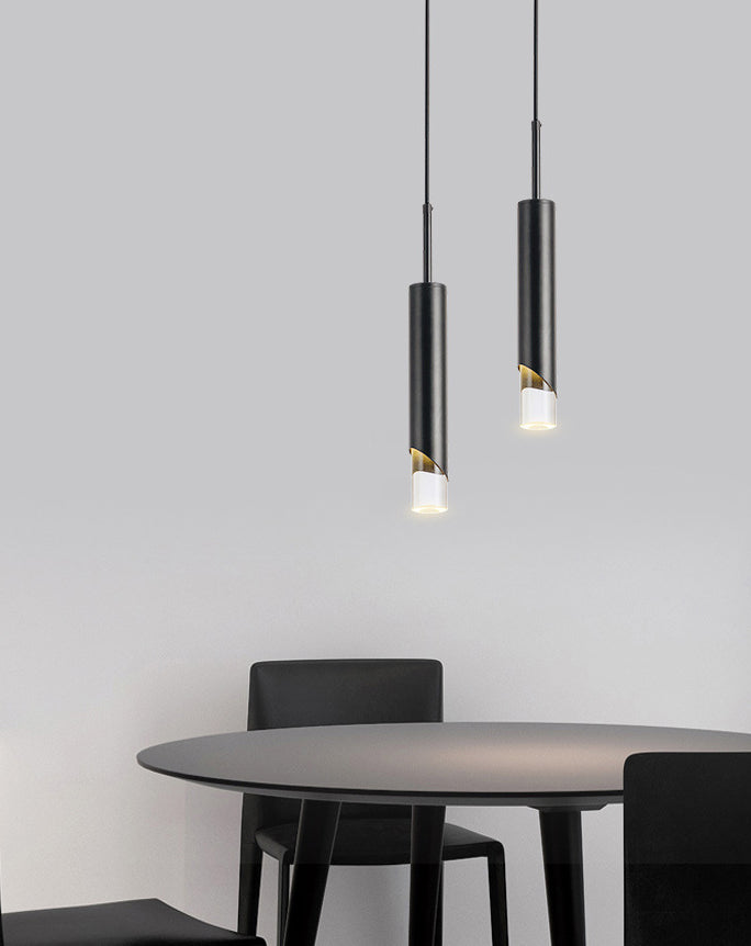 1-licht cilindrisch LED hangend licht in moderne luxe stijl smeedijzeren hanglamp met heldere acrylschaduw