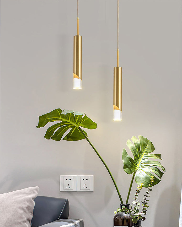 1-licht cilindrisch LED hangend licht in moderne luxe stijl smeedijzeren hanglamp met heldere acrylschaduw