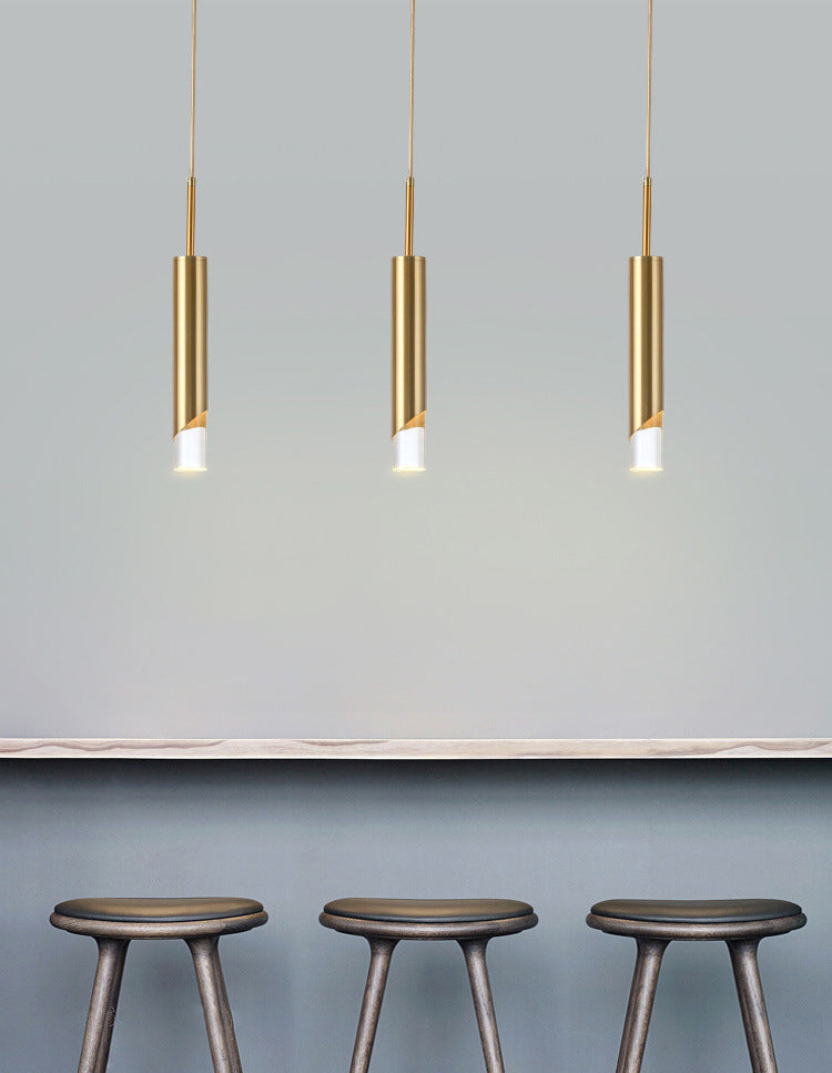 1-licht cilindrisch LED hangend licht in moderne luxe stijl smeedijzeren hanglamp met heldere acrylschaduw