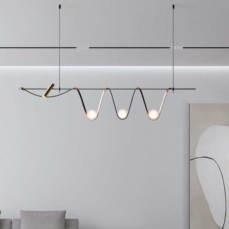 Black Metal Appeding Biling Light LED Linear Linear Lampade per isola per sala da pranzo