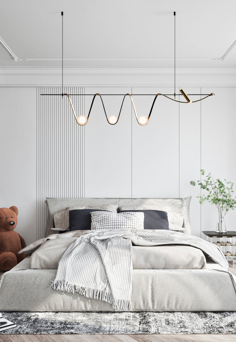 Black Metal Appeding Biling Light LED Linear Linear Lampade per isola per sala da pranzo