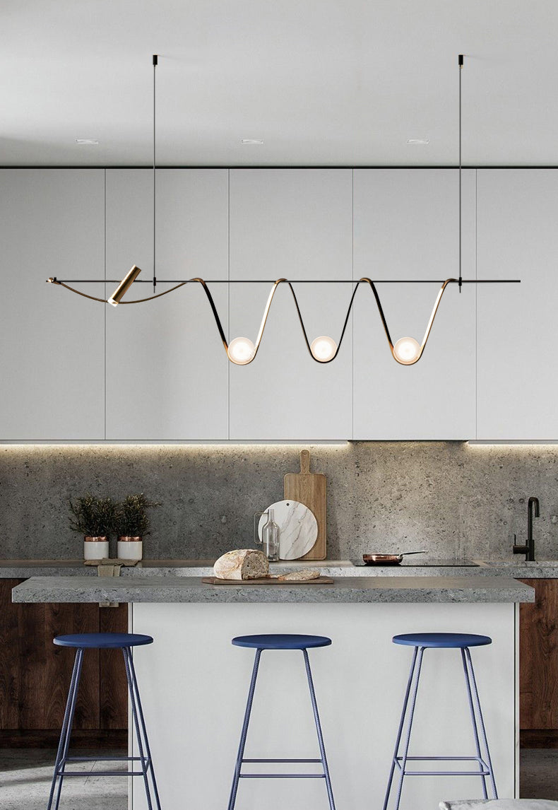 Black Metal Appeding Biling Light LED Linear Linear Lampade per isola per sala da pranzo