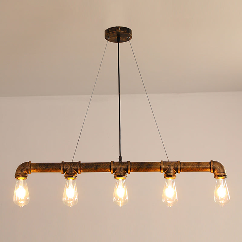Metal Bare Bulb Island Lighting Fixture Industrial Style Restaurant Island Pendant Light