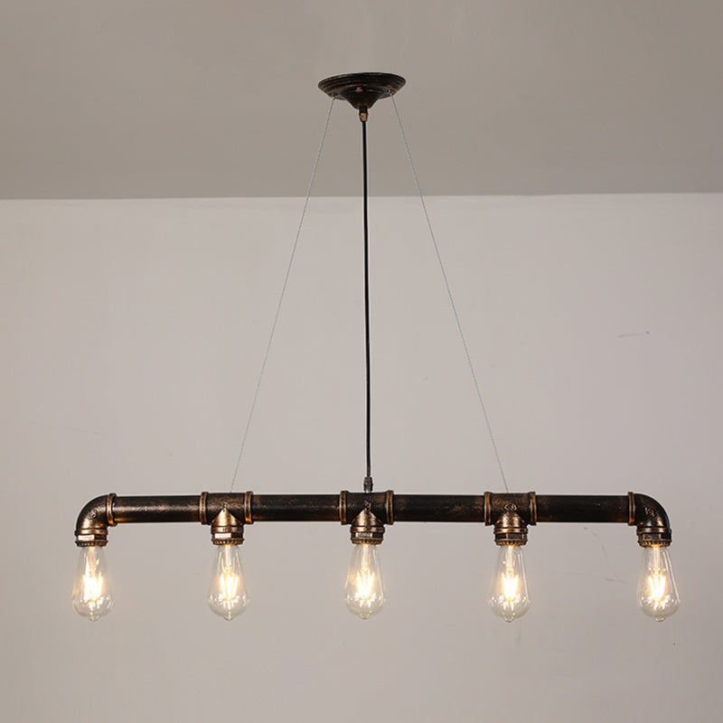 Metal Bare Bulb Island Lighting Fixture Industrial Style Restaurant Island Pendant Light