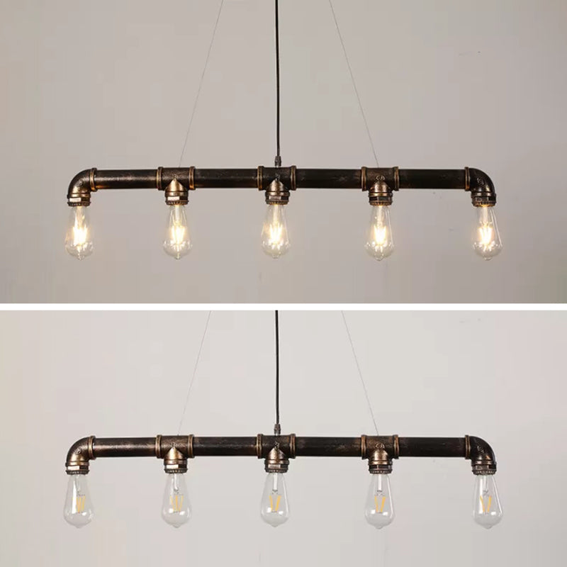 Metal Bare Bulb Island Lighting Fixture Industrial Style Restaurant Island Pendant Light