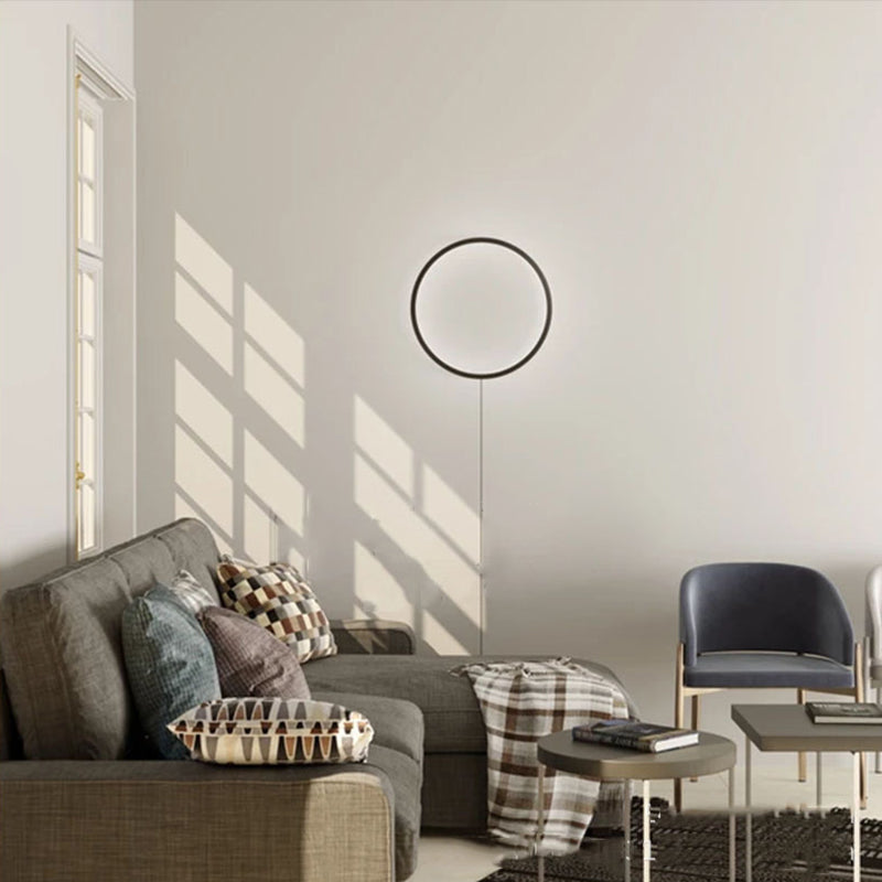 Black Aluminum Modern Wall Sconce Disk LED Wall Mounted Light for Bedroom