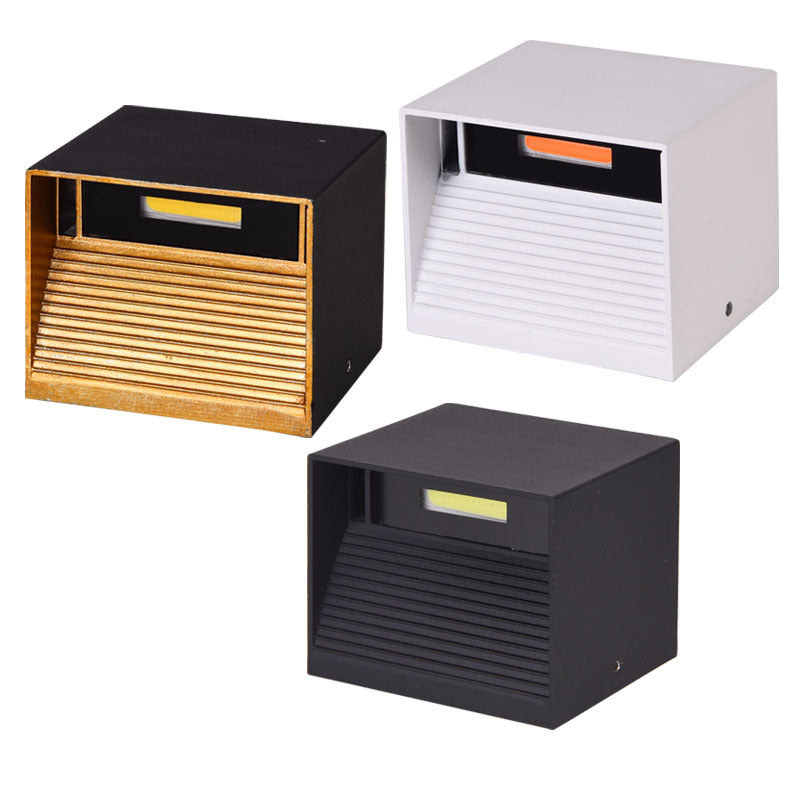 Outdoor Cube Shade LED Wall Lamp 1-Light Modern Aluminum Wall Mounted Light