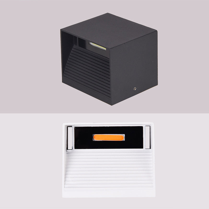 Outdoor Cube Shade LED Wall Lamp 1-Light Modern Aluminum Wall Mounted Light