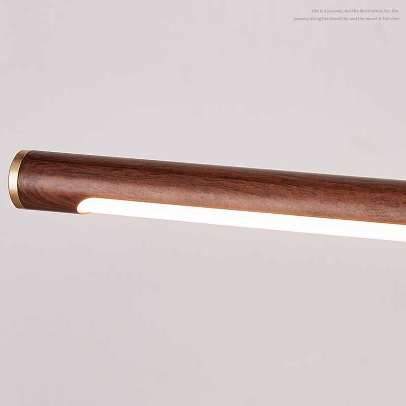 Walnut Wood Finish Linear Vanity Lighting Minimalist Metal LED Wall Light with Adjustable Arm