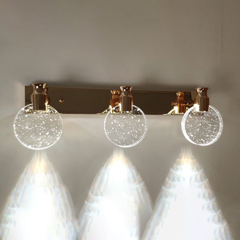 K9 Crystal Round Wall Lamp Simplicity LED Gold Vanity Lighting Fixture for Bathroom
