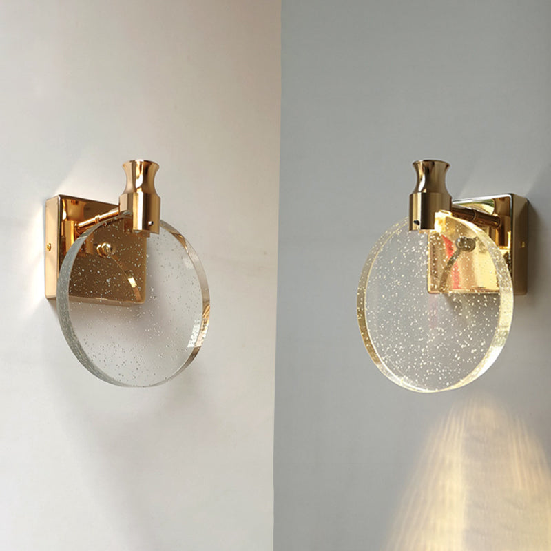 K9 Crystal Round Wall Lamp Simplicity LED Gold Vanity Lighting Fixture for Bathroom