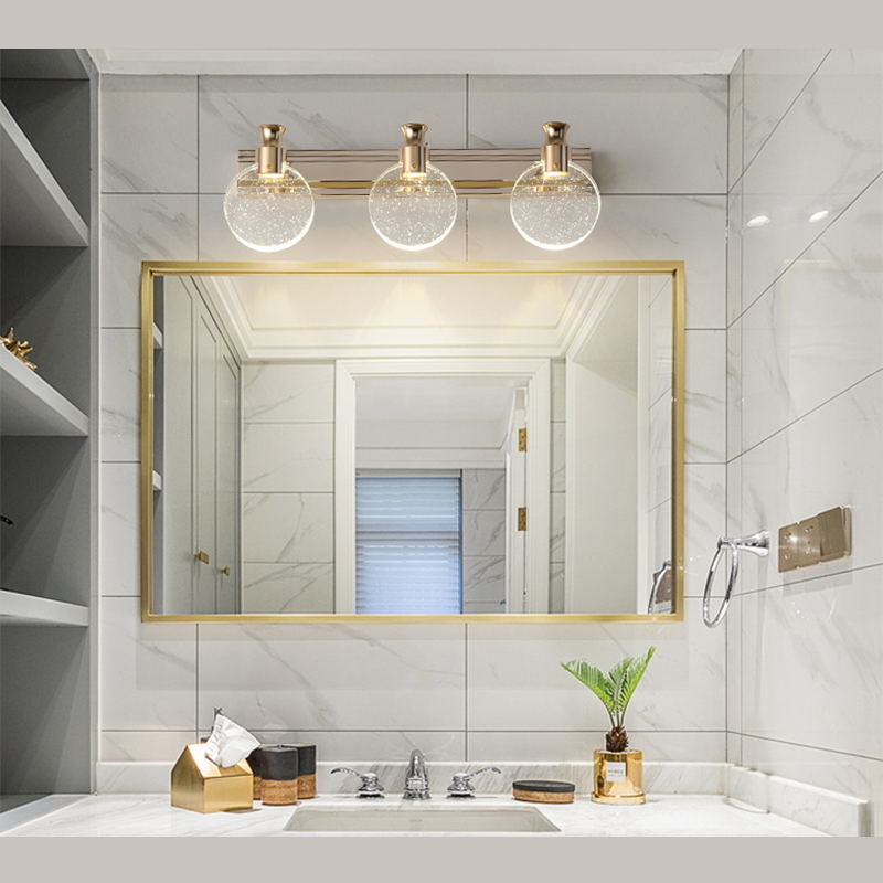 K9 Crystal Round Wall Lamp Simplicity LED Gold Vanity Lighting Fixture for Bathroom