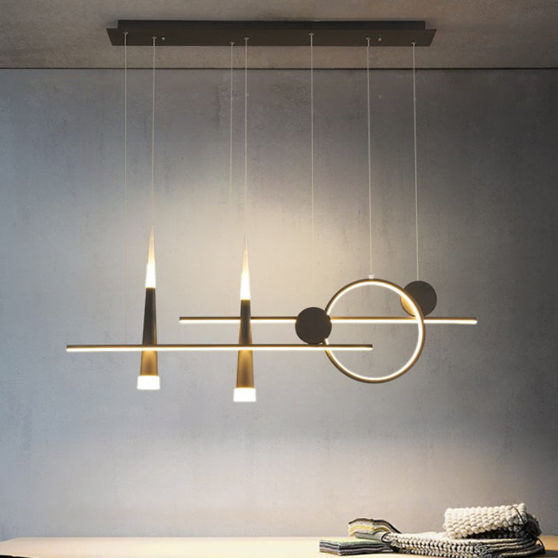New Modern Metal LED Island Lighting Ideas 5-Light Linear Chandelier Lamp for Dining Room