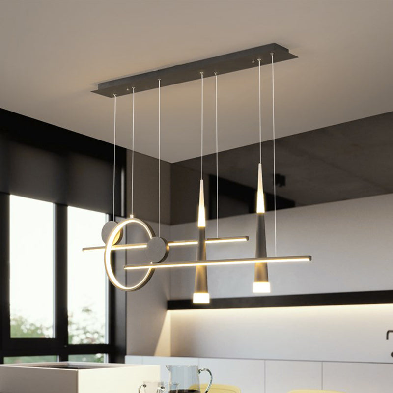 New Modern Metal LED Island Lighting Ideas 5-Light Linear Chandelier Lamp for Dining Room