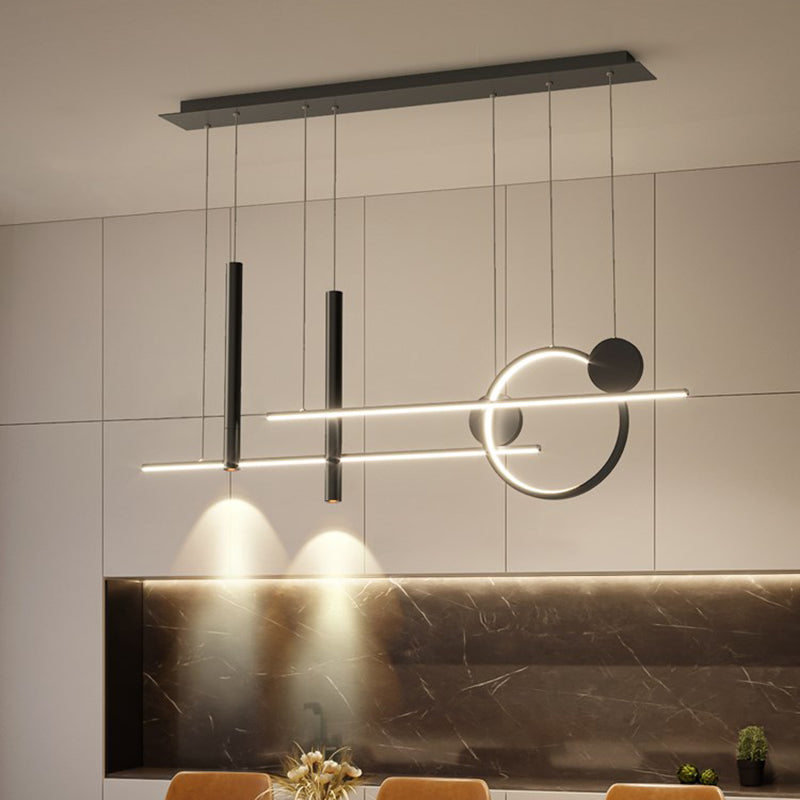 New Modern Metal LED Island Lighting Ideas 5-Light Linear Chandelier Lamp for Dining Room