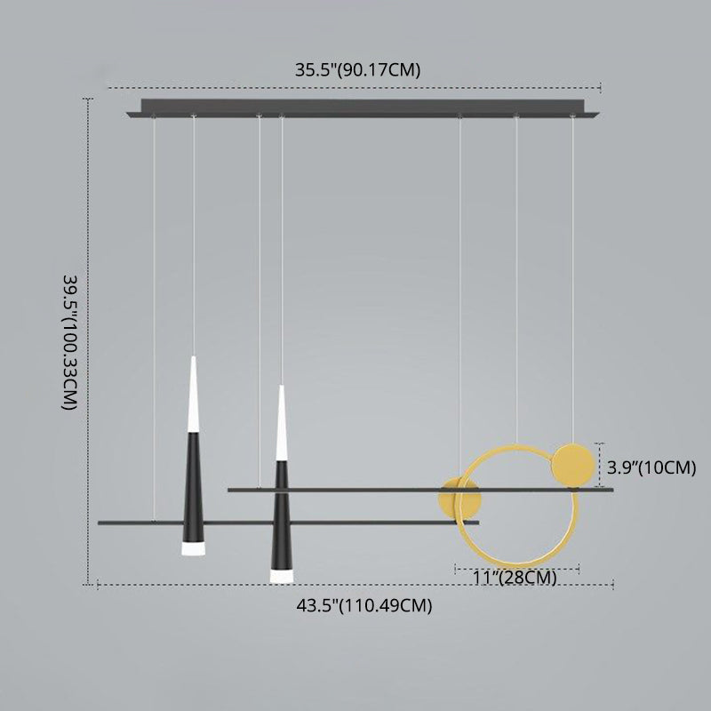 New Modern Metal LED Island Lighting Ideas 5-Light Linear Chandelier Lamp for Dining Room