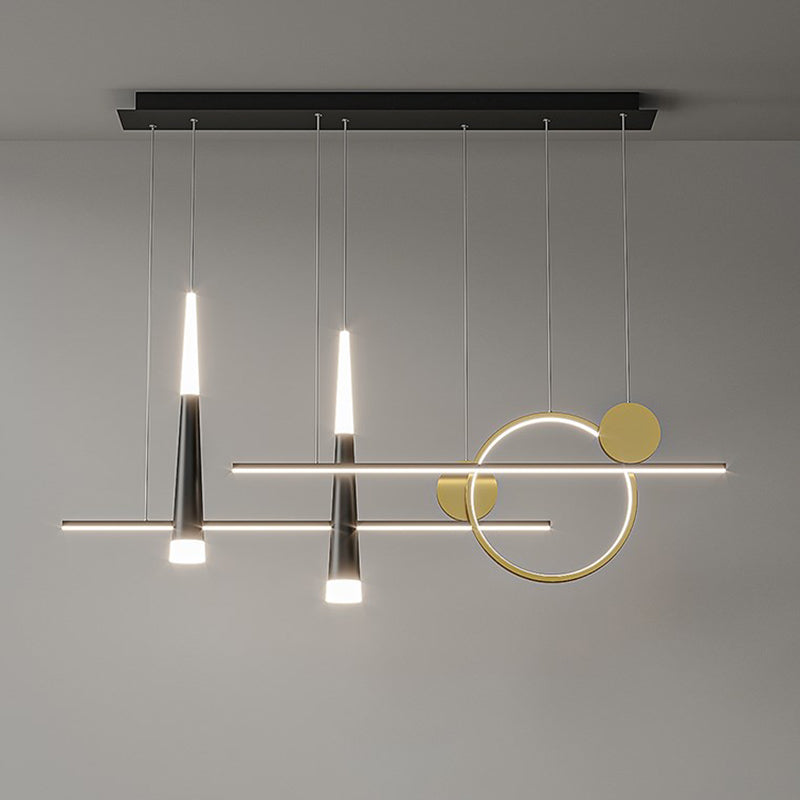 New Modern Metal LED Island Lighting Ideas 5-Light Linear Chandelier Lamp for Dining Room