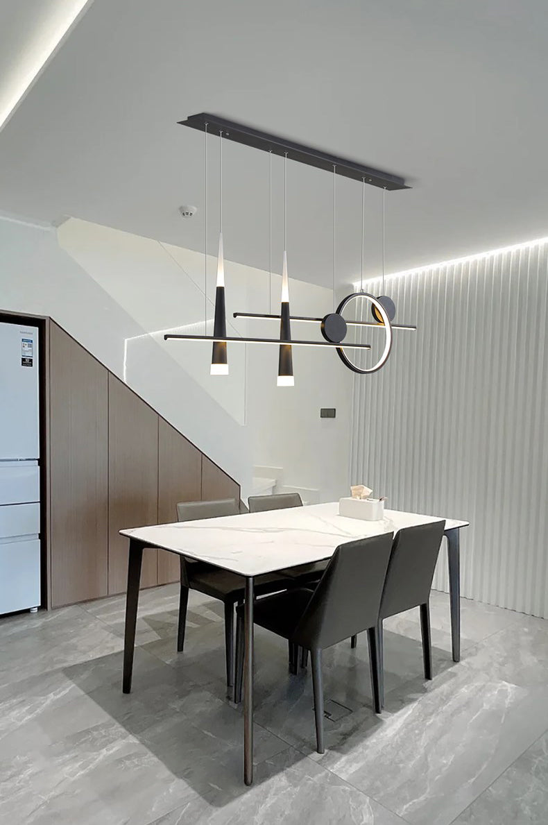 New Modern Metal LED Island Lighting Ideas 5-Light Linear Chandelier Lamp for Dining Room