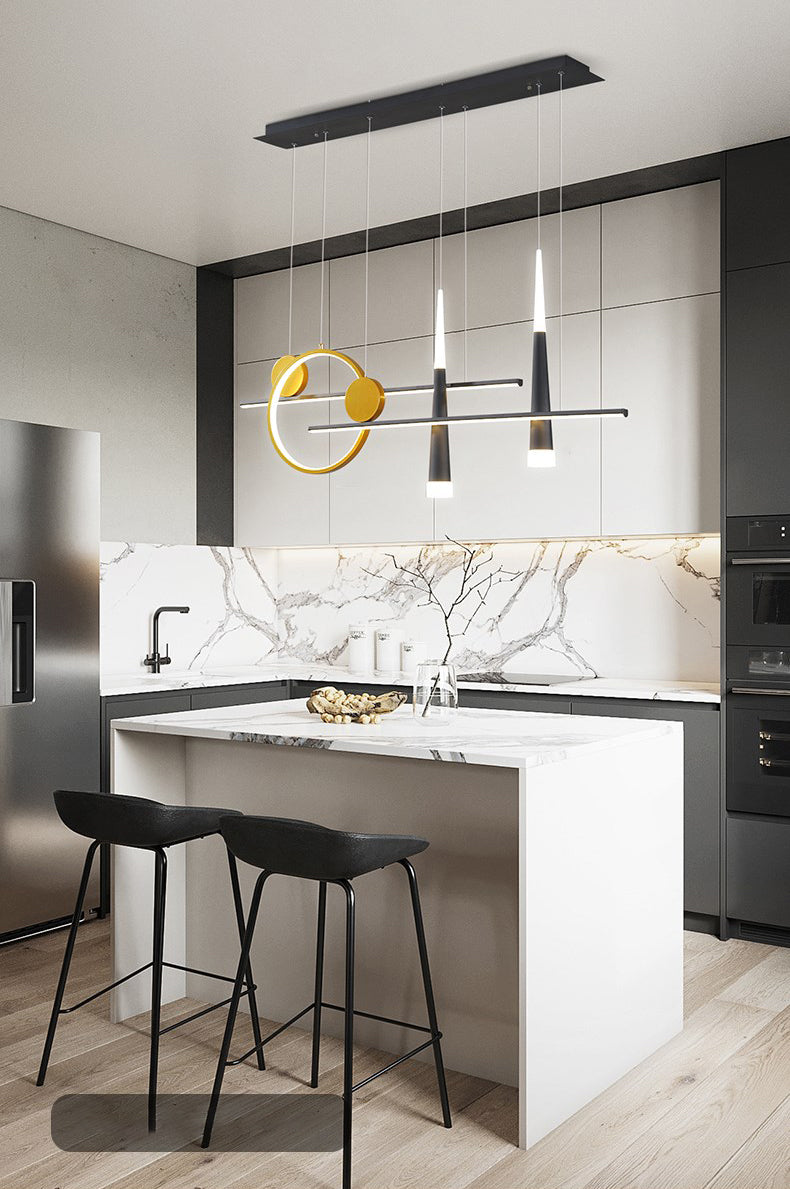 New Modern Metal LED Island Lighting Ideas 5-Light Linear Chandelier Lamp for Dining Room