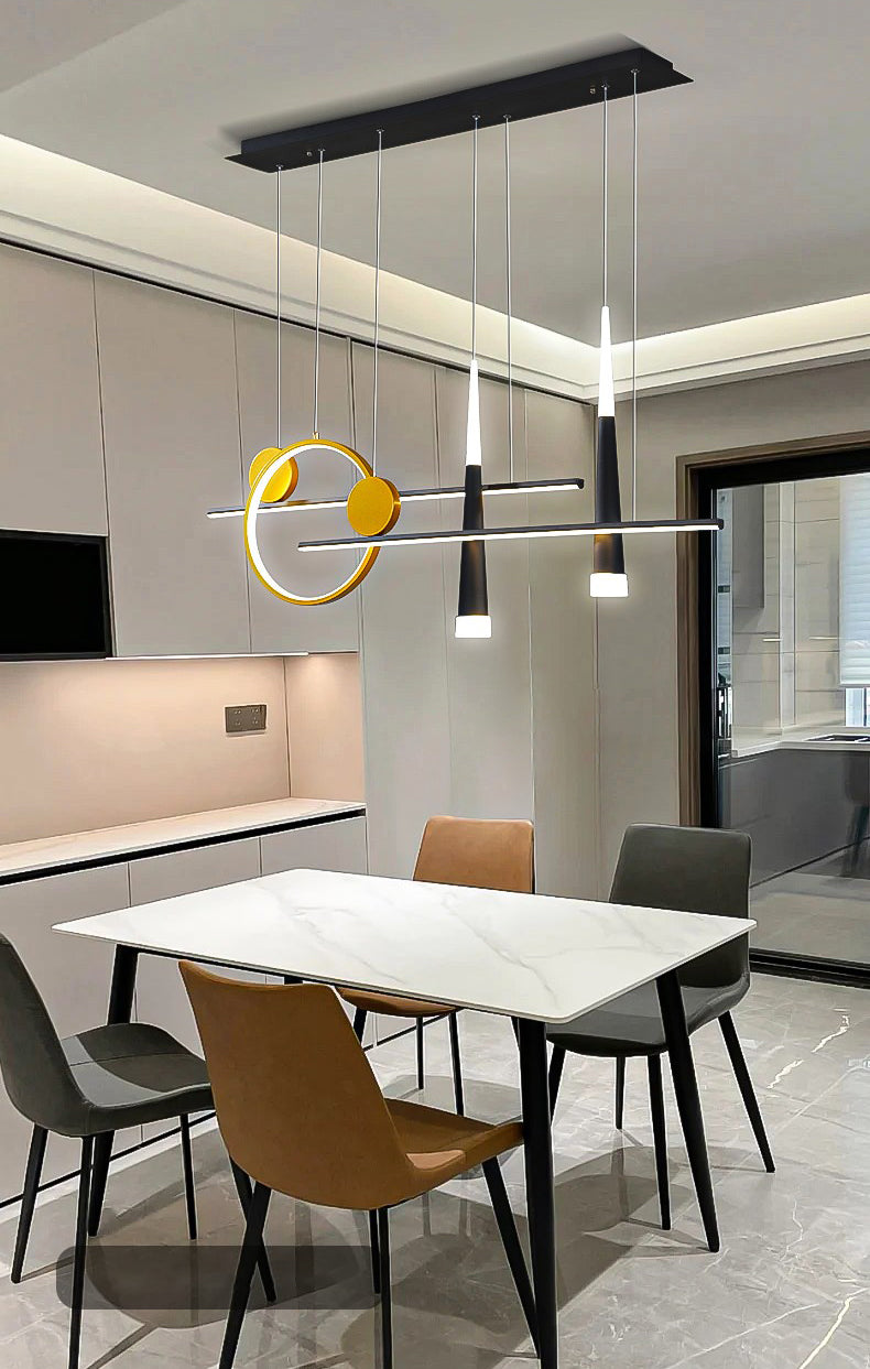 New Modern Metal LED Island Lighting Ideas 5-Light Linear Chandelier Lamp for Dining Room