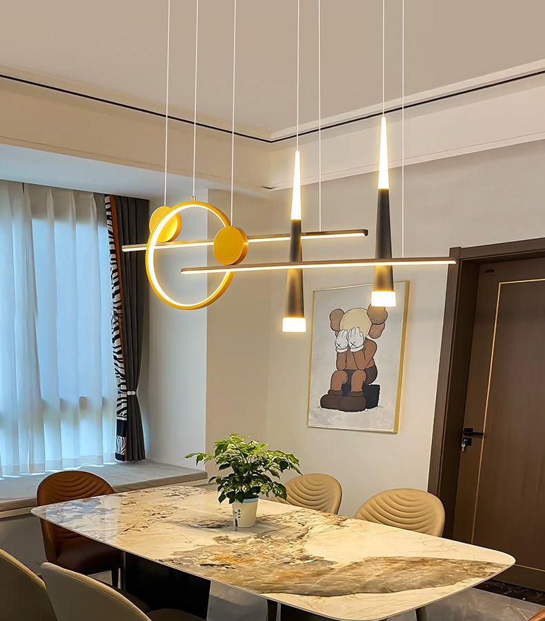New Modern Metal LED Island Lighting Ideas 5-Light Linear Chandelier Lamp for Dining Room