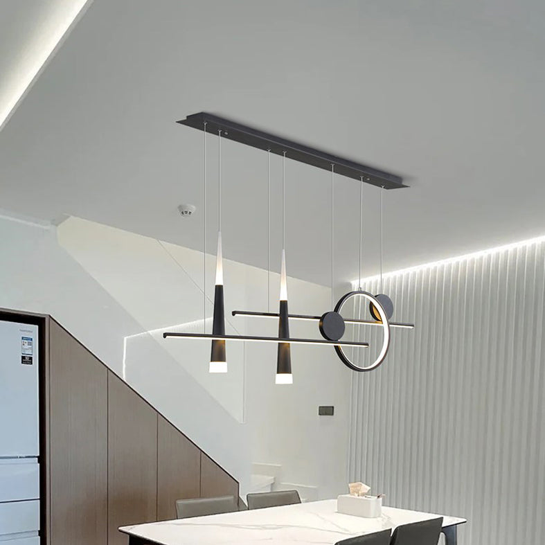 New Modern Metal LED Island Lighting Ideas 5-Light Linear Chandelier Lamp for Dining Room