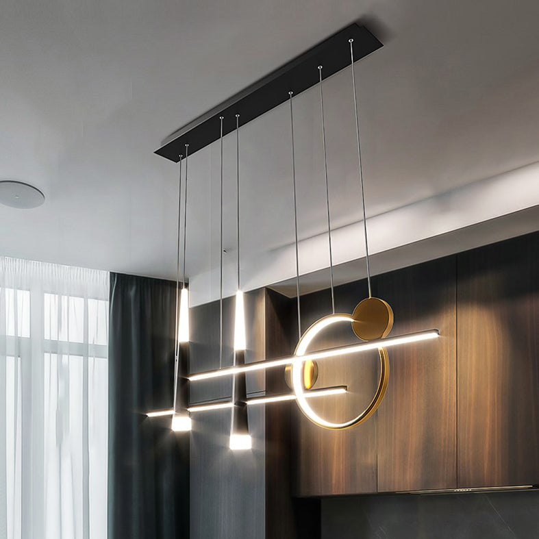 New Modern Metal LED Island Lighting Ideas 5-Light Linear Chandelier Lamp for Dining Room