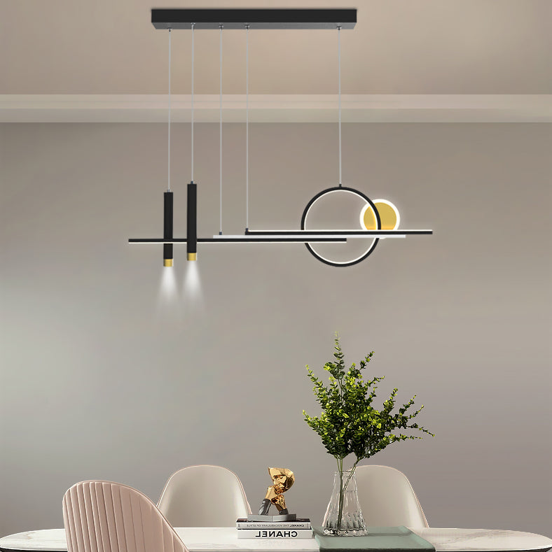 Moderni apparecchi di illuminazione lampadario lineare moderno in alluminio appeso a soffitto in alluminio con finitura nera