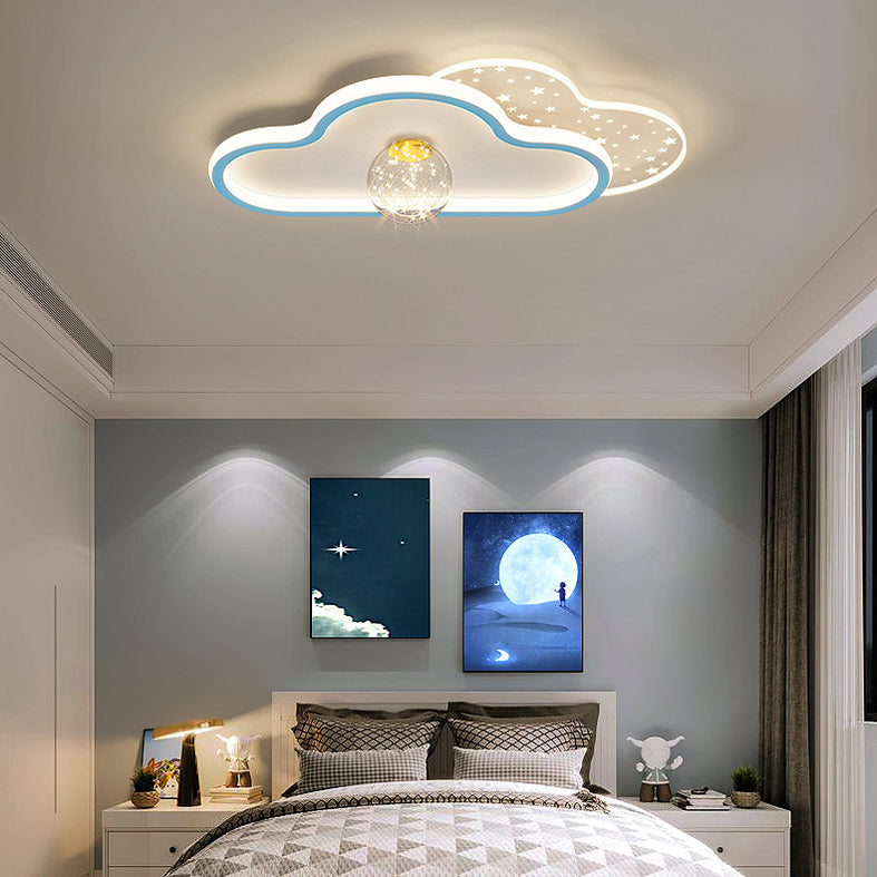 Plafonnier LED en métal de style contemporain, luminaire de plafond en forme de nuage, pour chambre à coucher