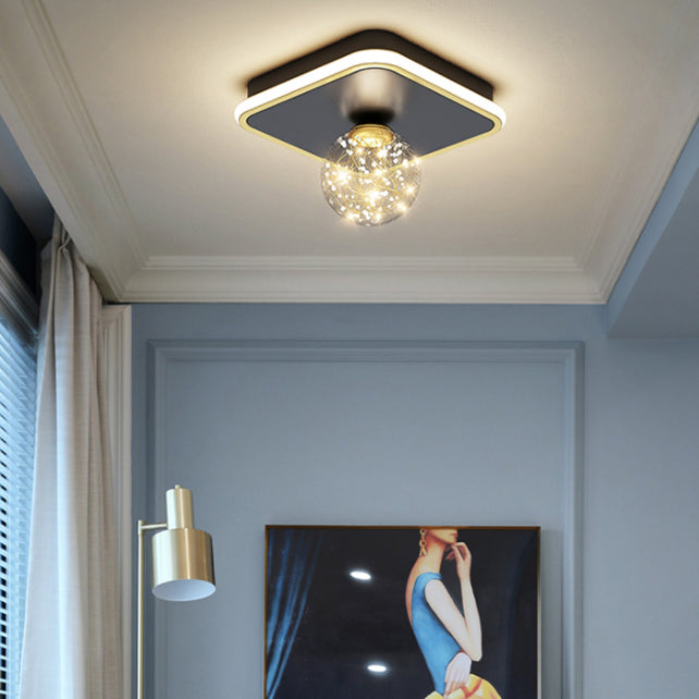 1-Light LED Metal Flush Mount Light New Modern Black Flush Ceiling Light for Hallway