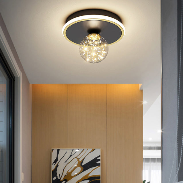 1-Light LED Metal Flush Mount Light New Modern Black Flush Ceiling Light for Hallway