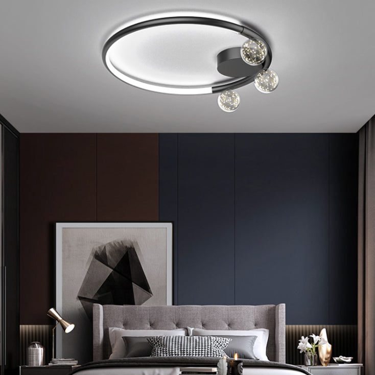 Black Metal Circulaire Flush Mount Light 3-Light LED Ceiling Light Fixture for Living Room