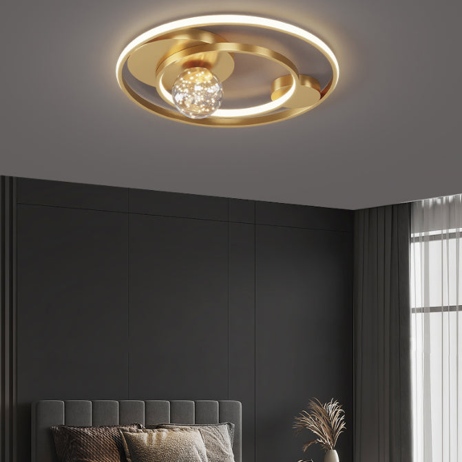 Contemporary 1-Light LED Flush Ceiling Light Metal Circle Ceiling Light Fixture for Bedroom