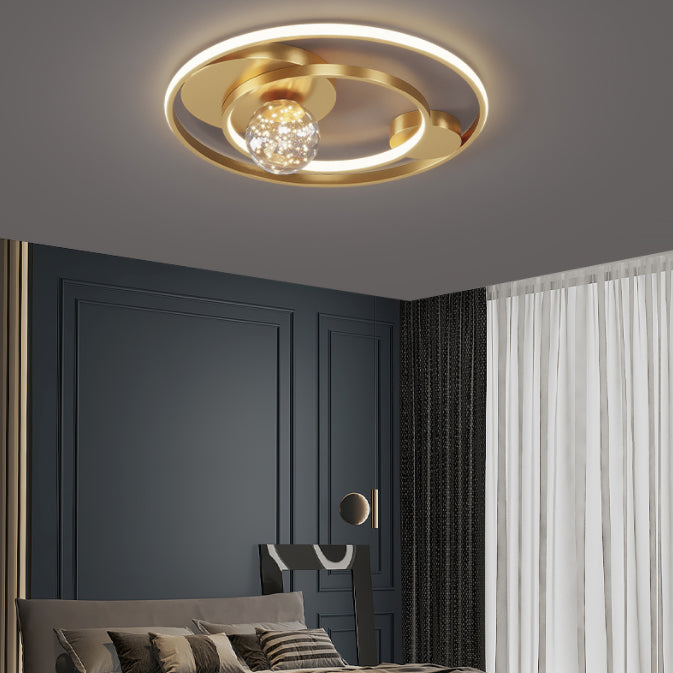 Contemporary 1-Light LED Flush Ceiling Light Metal Circle Ceiling Light Fixture for Bedroom