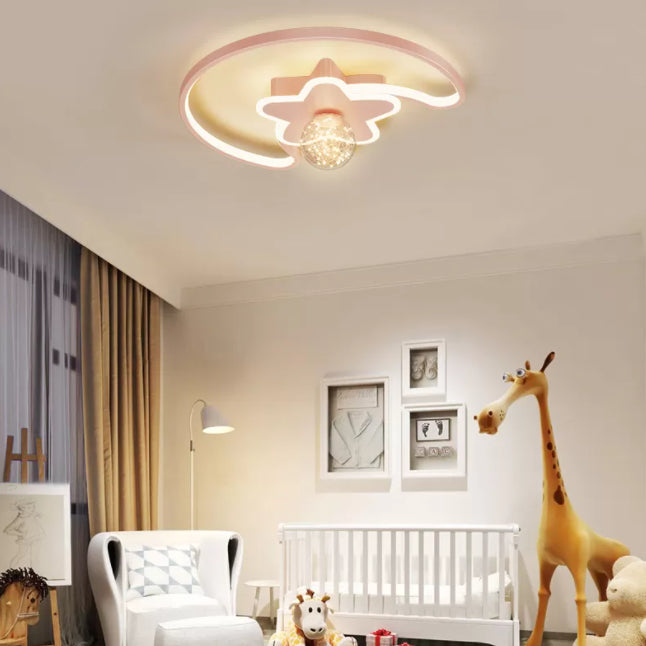 Style contemporain DEL Metal LED Flush Light Fixture Star Ceiling Flush Mount for Bedroom